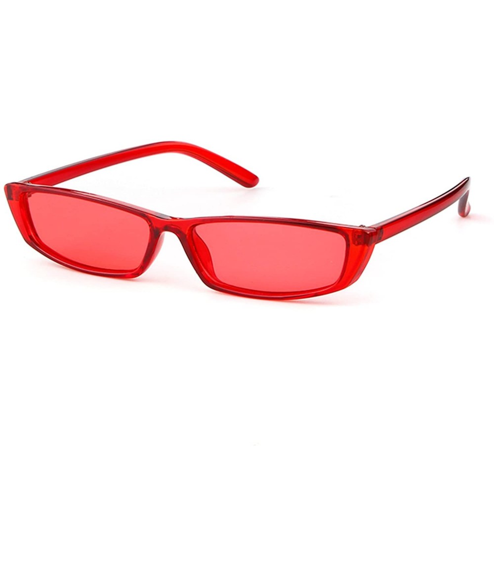 Goggle Rectangle Small Frame Sunglasses Fashion Designer Square Shades for Women - Red - CW18C5SWGAN $10.52
