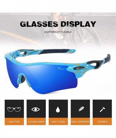Oversized Polarized Sports Sunglasses for Men Women Baseball Running Cycling Golf Tr90 Durable and Ultralight Frame - Blue - ...