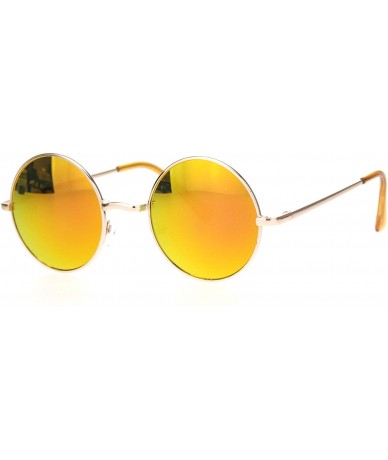 Round Mens Hippie Reflective Color Mirror Round Circle Lens Sunglasses - Gold Fuchsia Orange Mirror - CV18OZ5KUQ9 $7.99