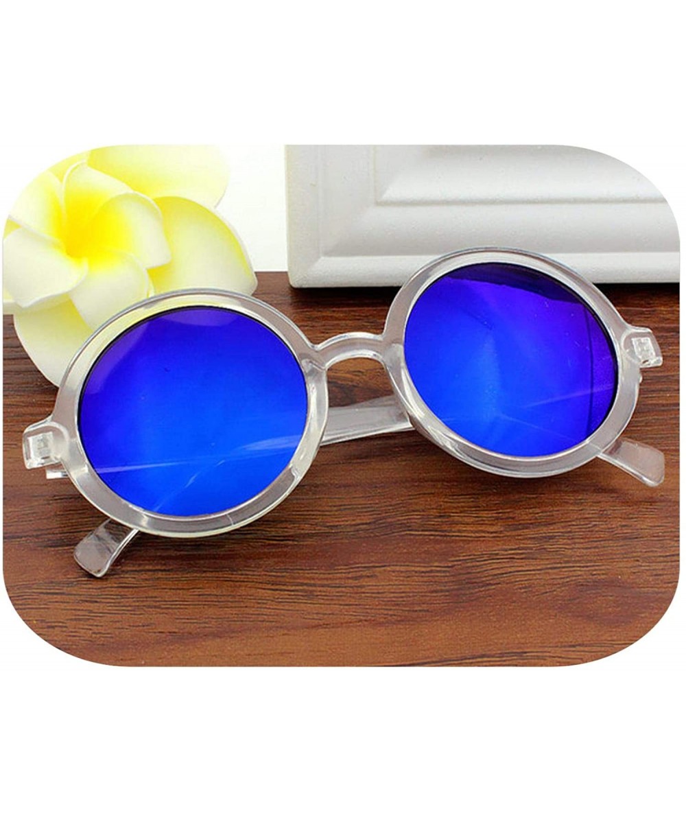 Goggle Vintage Small Round Sunglasses Women Men Classic Retro Coating Sun Glasses Driving Eyewear Black Red - Blue - CQ199CCE...