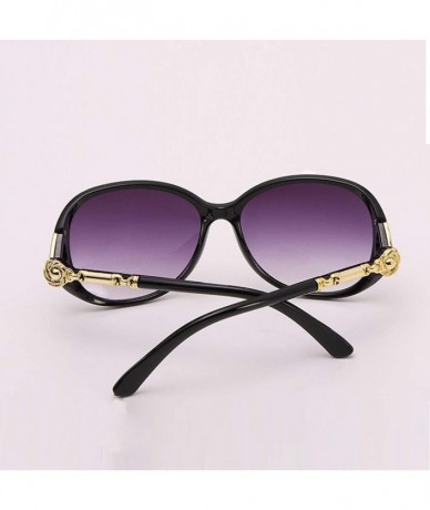 Aviator Polarized Sunglasses for Women Vintage Big Frame Sun Glasses Ladies Shades Rectangular Sunglasses - Black - CU199OO2E...