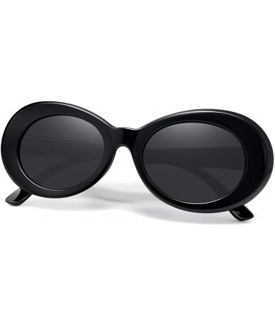 Square Polarized Sunglasses for Women Men - Retro Clout Sun Glasses with Oval Thick Frame - Black - C5189UMA7TT $21.47
