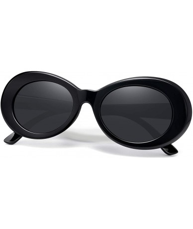Square Polarized Sunglasses for Women Men - Retro Clout Sun Glasses with Oval Thick Frame - Black - C5189UMA7TT $20.94