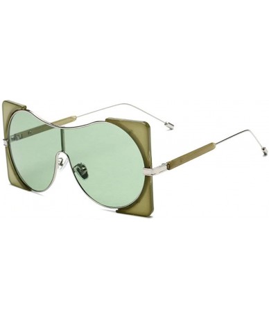 Square Fashion trend Punk style Sunglasses for men Ladies Fashion One-piece Metal framed square sunglasses - Green - CG18WXEA...