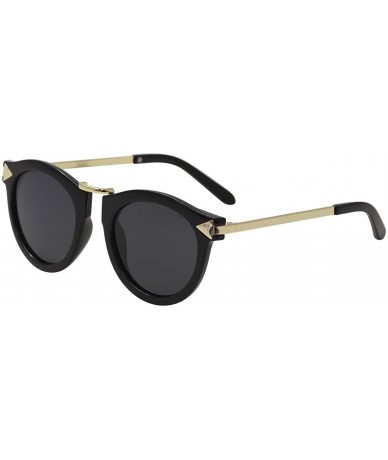 Round Women's 2401 Fashion Round Sunglasses - Black - CJ188LL2ZSS $20.65