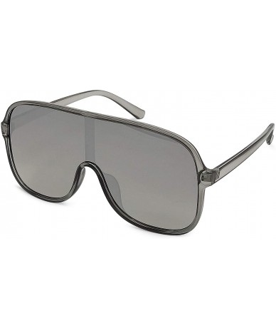 Aviator Large Flat Face Modern Aviator Style Sunglasses - Clear/Grey - CA18KK5TUZ6 $7.93