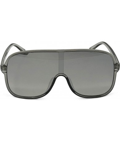 Aviator Large Flat Face Modern Aviator Style Sunglasses - Clear/Grey - CA18KK5TUZ6 $7.93