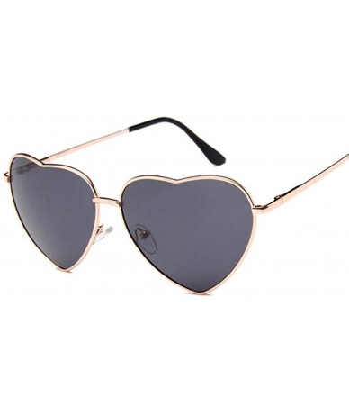Aviator Heart Mirror Sunglasses Women Brand Designer Cat Eye Sun Glasses Double Brown - Double Brown - CI18Y2OMZQQ $9.64