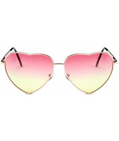 Aviator Heart Mirror Sunglasses Women Brand Designer Cat Eye Sun Glasses Double Brown - Double Brown - CI18Y2OMZQQ $9.64