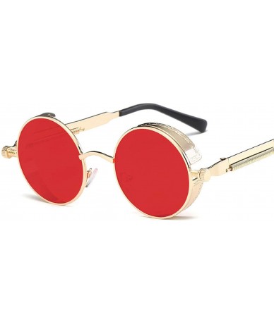 Round 2020 Metal Steampunk Sunglasses Men Women Fashion Round Glasses Vintage UV400 Eyewear - Silver Frame Red - CY198AIKN73 ...