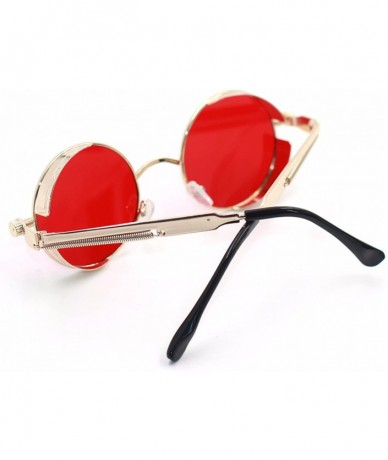 Round 2020 Metal Steampunk Sunglasses Men Women Fashion Round Glasses Vintage UV400 Eyewear - Silver Frame Red - CY198AIKN73 ...