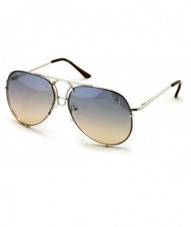Aviator New Large Limited Edition Colorful Gradient Lens Metal Aviator Sunglasses - Gray/Peach - CA188WZTZ9G $21.85
