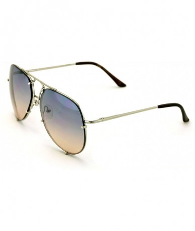 Aviator New Large Limited Edition Colorful Gradient Lens Metal Aviator Sunglasses - Gray/Peach - CA188WZTZ9G $10.50