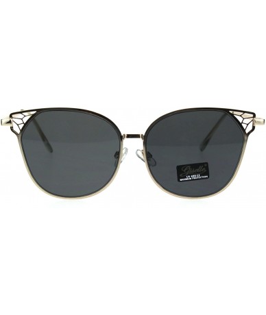 Oversized Womens Metal Rim Butterfly Diva Designer Fashion Sunglasses - Gold Black - CY18EQ985XL $26.53