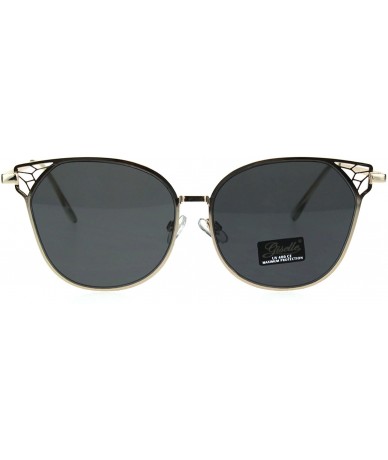 Oversized Womens Metal Rim Butterfly Diva Designer Fashion Sunglasses - Gold Black - CY18EQ985XL $14.06