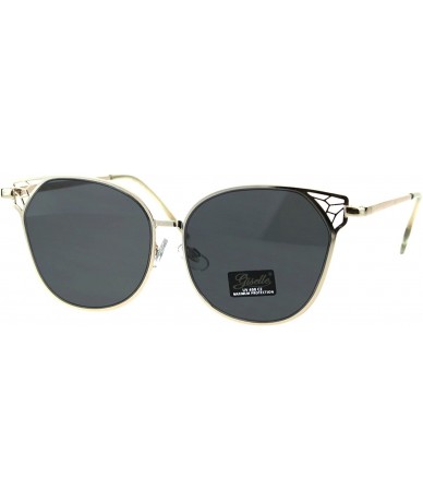 Oversized Womens Metal Rim Butterfly Diva Designer Fashion Sunglasses - Gold Black - CY18EQ985XL $14.06