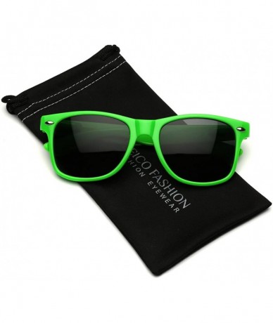 Rectangular Iconic Horn Rimmed Retro Classic Sunglasses - Green - CP12NSD3YC1 $17.99