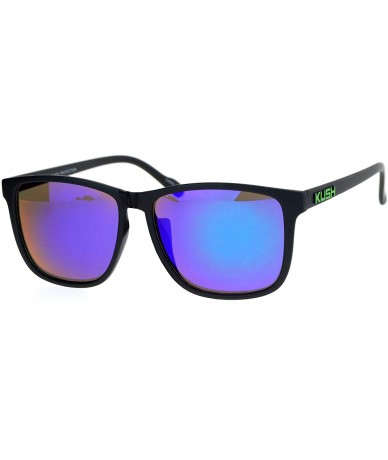 Sport Kush Color Mirror Thin Plastic Horn Rim Large Rectangular Sport Sunglasses - Teal Green - CQ12NG0LADT $19.60