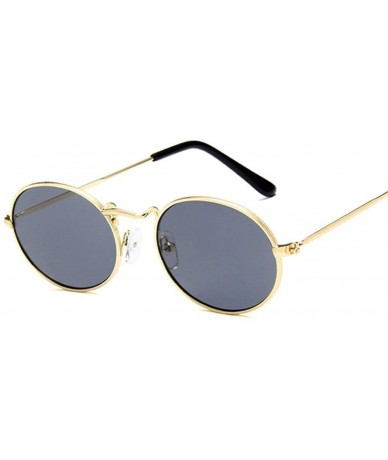 Oval Fashion Women Sunglasses Famous Oval Sun Glasses Female Metal Round Frames Yellow Small Cheap Eyewear - Goldred - CZ198Z...