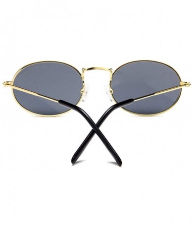 Oval Fashion Women Sunglasses Famous Oval Sun Glasses Female Metal Round Frames Yellow Small Cheap Eyewear - Goldred - CZ198Z...