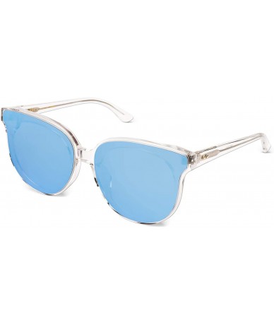 Oval Fashion Cat Eye Mirrored Sunglasses for Women Men UV Protection Driving Traveling - Baby Blue - CJ18NUEQ9RL $38.42