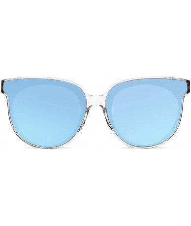 Oval Fashion Cat Eye Mirrored Sunglasses for Women Men UV Protection Driving Traveling - Baby Blue - CJ18NUEQ9RL $38.42