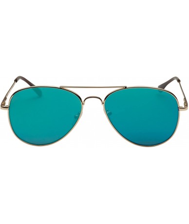 Aviator Aviator Sunglasses with Flat Mirrored Lens - Green - CE12E4RPYEN $27.39