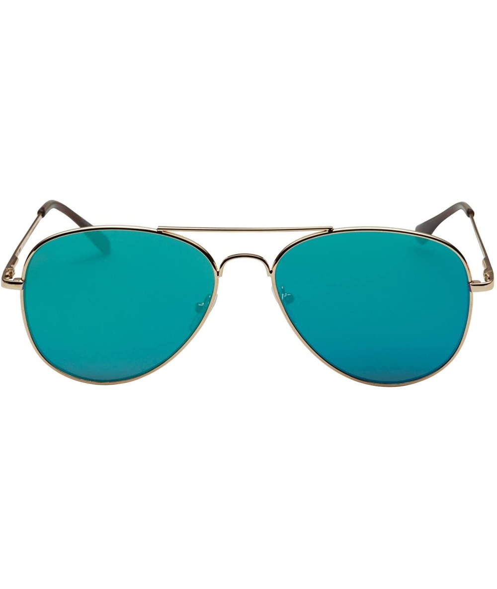Aviator Aviator Sunglasses with Flat Mirrored Lens - Green - CE12E4RPYEN $15.25