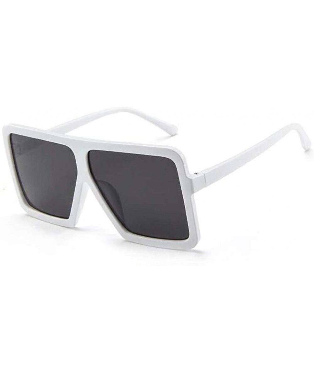 Square Women Men Vintage Retro Square Glasses Unisex Big Frame Sunglasses Eyewear - White - CF18RH3NN88 $9.51