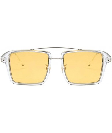 Square Unisex Sunglasses Fashion Bright Black White Drive Holiday Square Non-Polarized UV400 - Transparent Yellow - CP18RLS5Y...