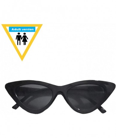 Goggle Retro Vintage Narrow Cat Eye Sunglasses for Women Clout Goggles - Black - CA18LTO33UD $7.56