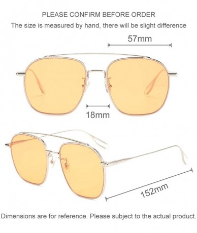Oversized Polarized Sunglasses Men Women Geometric Square Oversized Vintage Metal Frame Retro Shade Glasses- UV400 - Orange -...