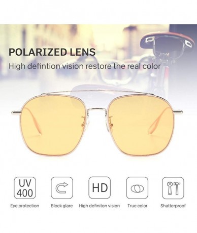 Oversized Polarized Sunglasses Men Women Geometric Square Oversized Vintage Metal Frame Retro Shade Glasses- UV400 - Orange -...