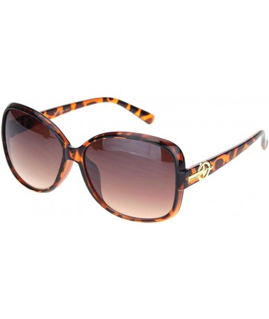 Butterfly Womens 90s Jewel Buckle Design Rectangular Butterfly Sunglasses - Tortoise Gradient Brown - CE18NWRTYS4 $24.36