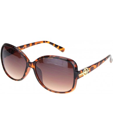 Butterfly Womens 90s Jewel Buckle Design Rectangular Butterfly Sunglasses - Tortoise Gradient Brown - CE18NWRTYS4 $15.38