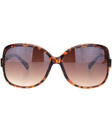 Butterfly Womens 90s Jewel Buckle Design Rectangular Butterfly Sunglasses - Tortoise Gradient Brown - CE18NWRTYS4 $15.38