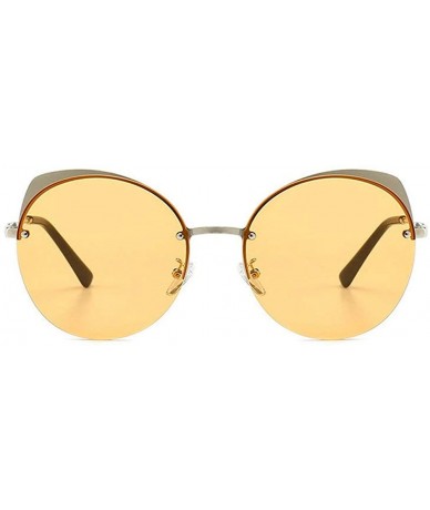 Round Fashion Round frame Lady Brand Designer Cat glasses Vintage men sun glasses UV400 - Orange - CO18S68379E $12.58