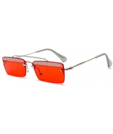 Rectangular Retro Square Polarized Sunglasses UV Protection HD Lenses Lightweight Metal Frame Glasses for Women - Red - CM18K...