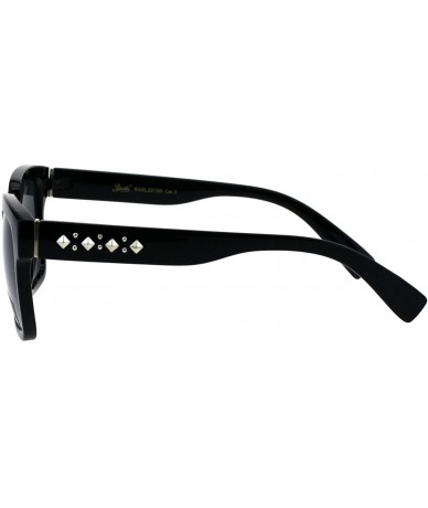 Rectangular Womens Boyfriend Style Horn Rim Rectangular Plastic Goth Sunglasses - All Black - CJ18EHRLR9I $11.38