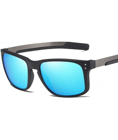 Aviator 45947 TR90 Polarized Light Square Sunglasses Men Women Fashion Shades C5 Black - C8 Blue - CK18YKSZKNA $11.22