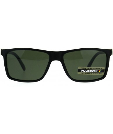 Rectangular Polarized Antiglare Rectangular Mod Minimal Mens Designer Sunglasses - Matte Black Green - C718C547SIH $23.84