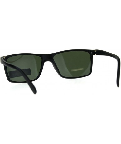 Rectangular Polarized Antiglare Rectangular Mod Minimal Mens Designer Sunglasses - Matte Black Green - C718C547SIH $15.17