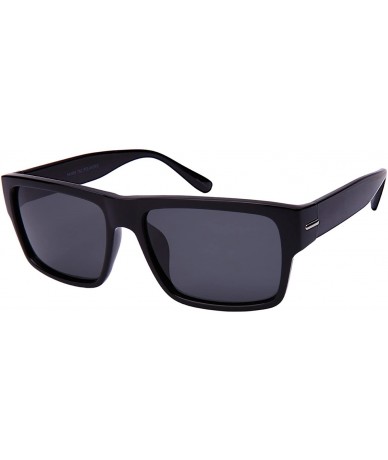 Square Retro Square Polarized Sunglasses 540894-P - Black - CG12O2QKEQA $14.47