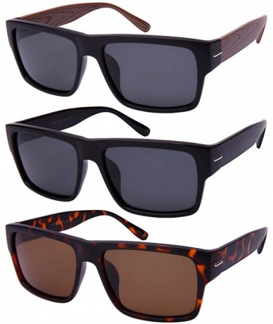 Square Retro Square Polarized Sunglasses 540894-P - Black - CG12O2QKEQA $14.47