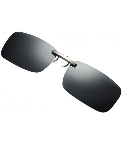 Rectangular Detachable Lens Driving Metal Polarized Clip On Glasses Sunglasses - Gray - CG196X7I8SN $9.02
