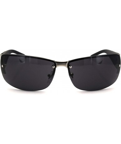 Rectangular Mens Rectangular Expose Lens Designer Sport Metal Rim Sunglasses - Silver Black - CX18U3H2UH5 $11.52