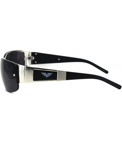 Rectangular Mens Rectangular Expose Lens Designer Sport Metal Rim Sunglasses - Silver Black - CX18U3H2UH5 $11.52