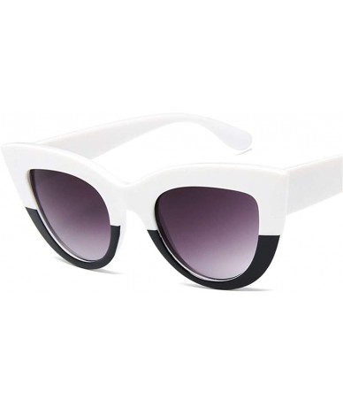 Cat Eye Women Cat Eye Sunglasses Retro Mirror Lens Sun Glasses Ladies Colorful Glasses UV400 - White Black Gray - CY199OT473Y...