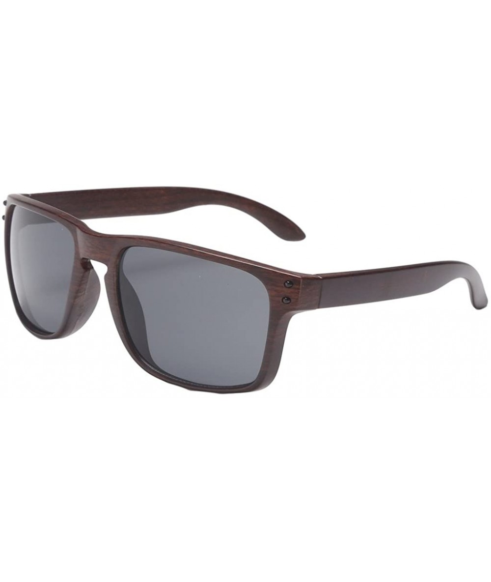 Wayfarer Classic Retro Sport Flash Mirror Wood Sunglasses UV400 - Brown/Black - C812IYUWO9J $22.48