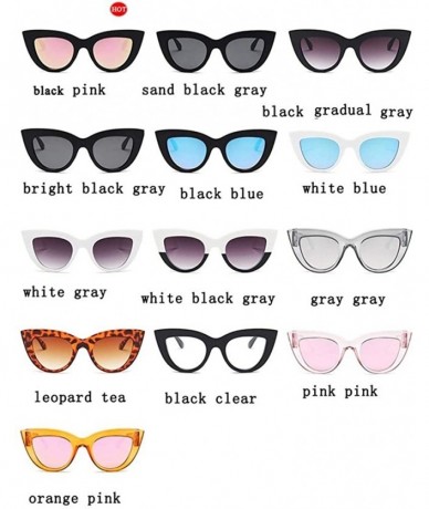 Cat Eye Women Cat Eye Sunglasses Retro Mirror Lens Sun Glasses Ladies Colorful Glasses UV400 - White Black Gray - CY199OT473Y...